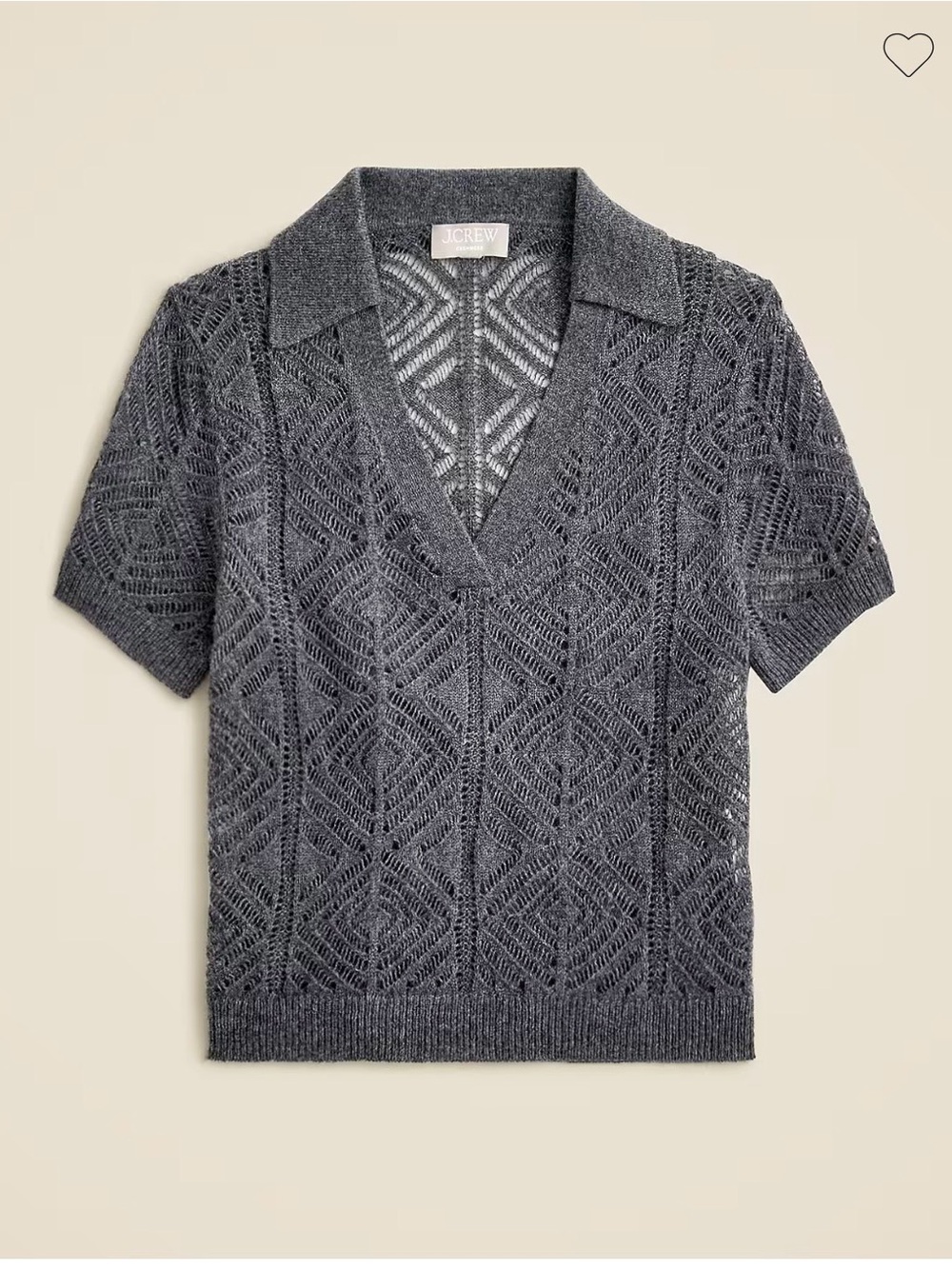 J.Crew Gray Cashmere Open-Knit Short Sleeve Sweater